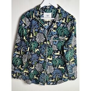 Print Fresh Dashing Deer Long Sleeve Pajama Top Organic Cotton Womens Medium